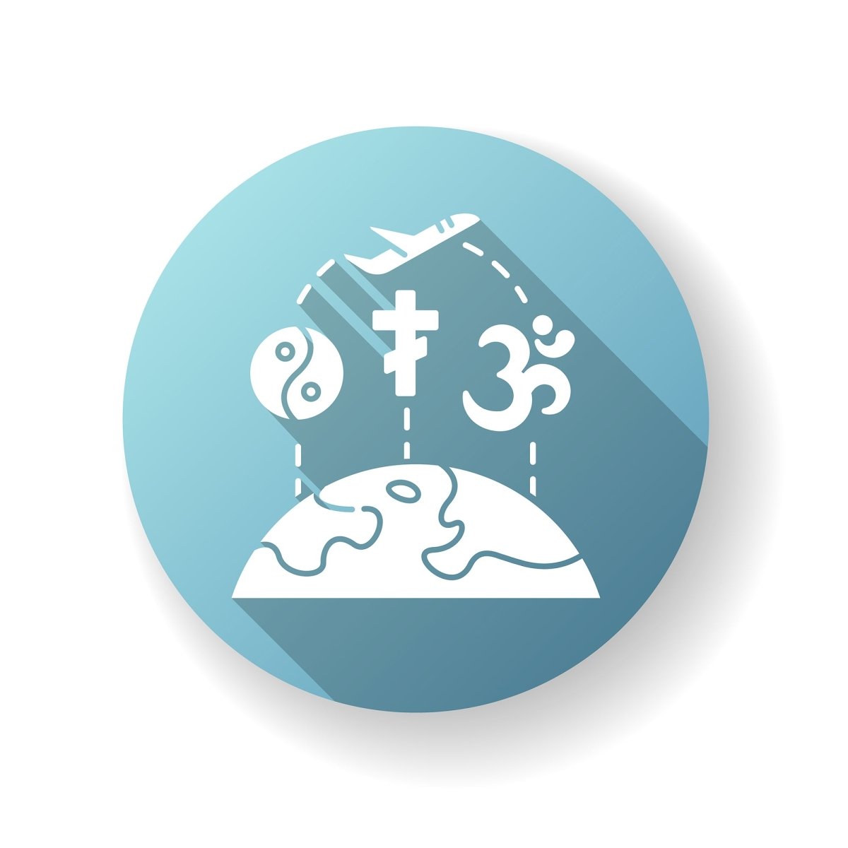 Tourism flat design long shadow glyph icons set