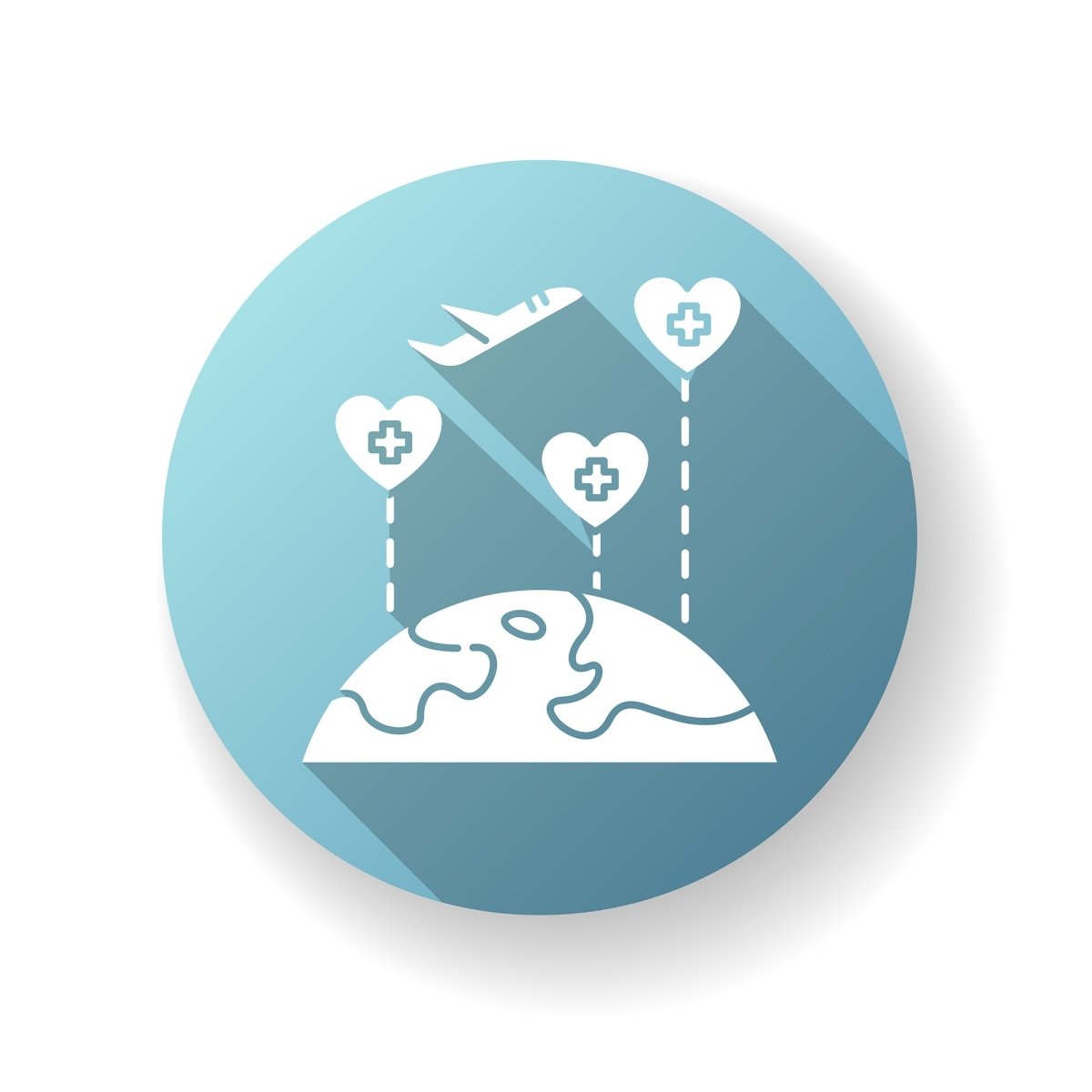 Tourism flat design long shadow glyph icons set
