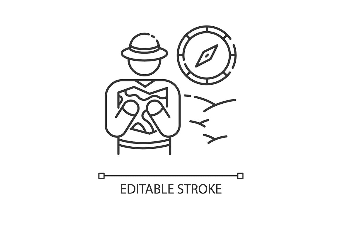 Tourism pixel perfect linear icons set