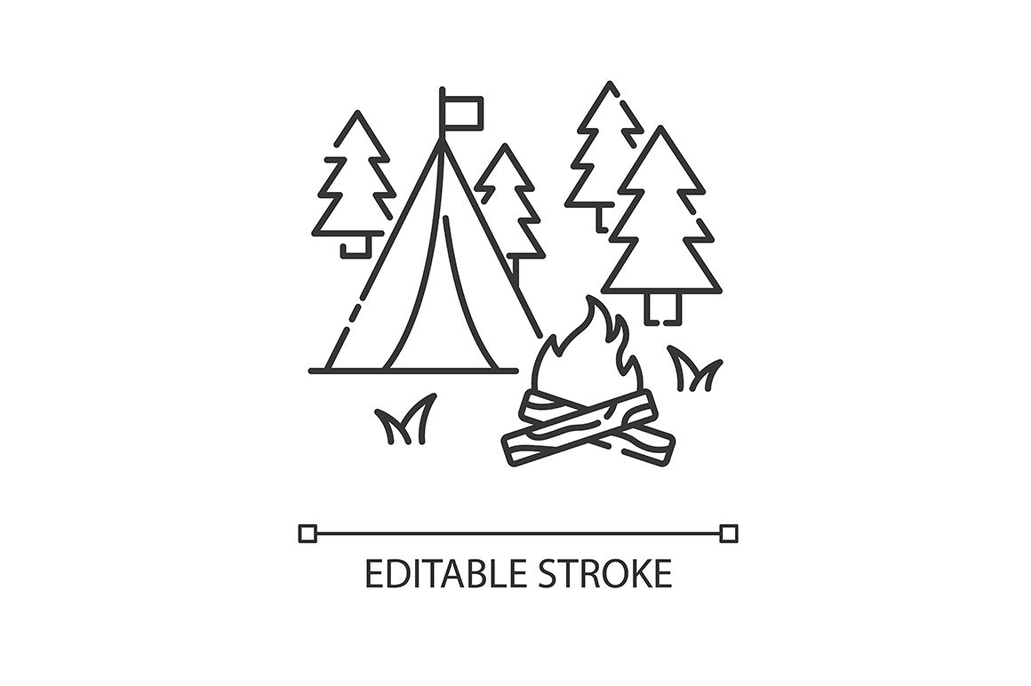Tourism pixel perfect linear icons set