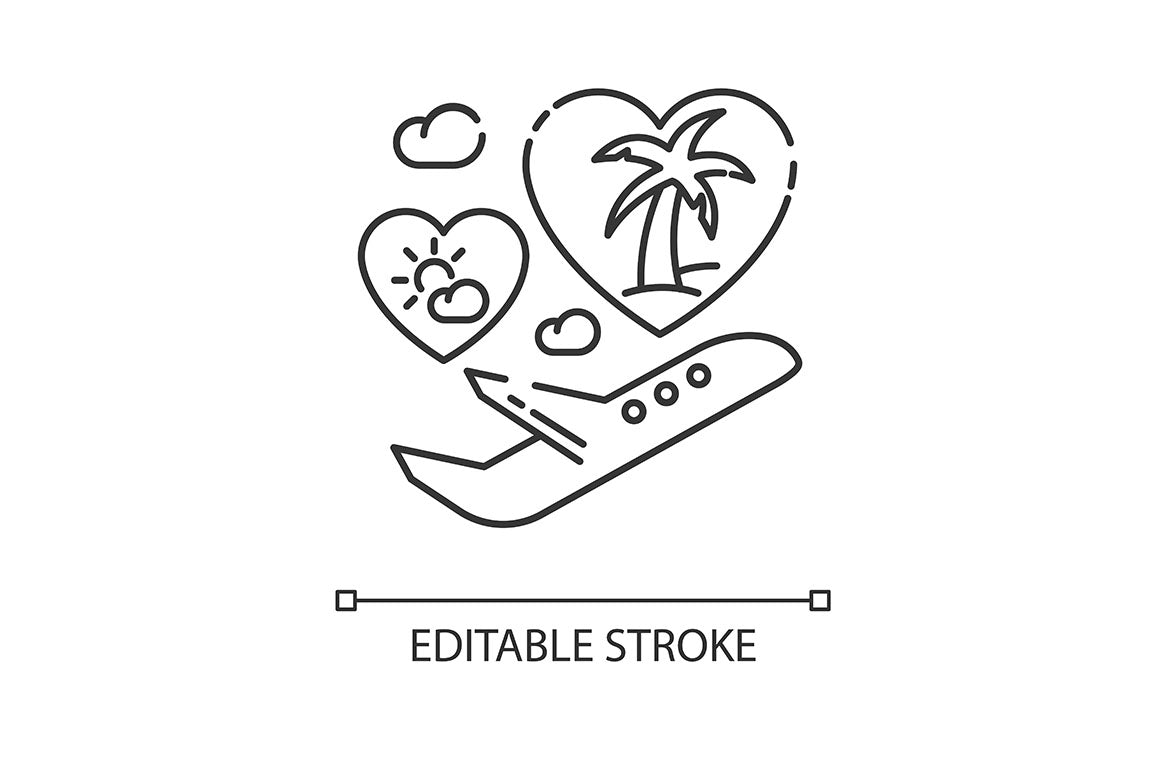 Tourism pixel perfect linear icons set