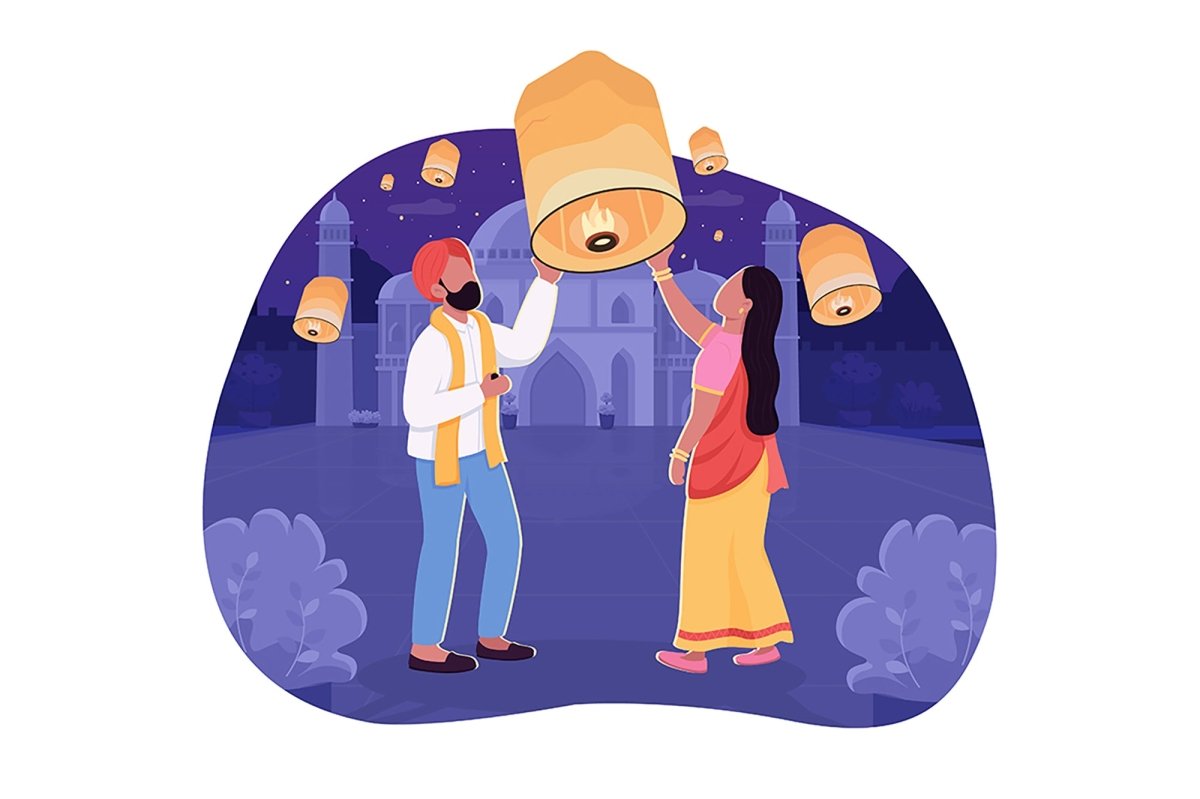 Traditional indian holiday color vector illustrations