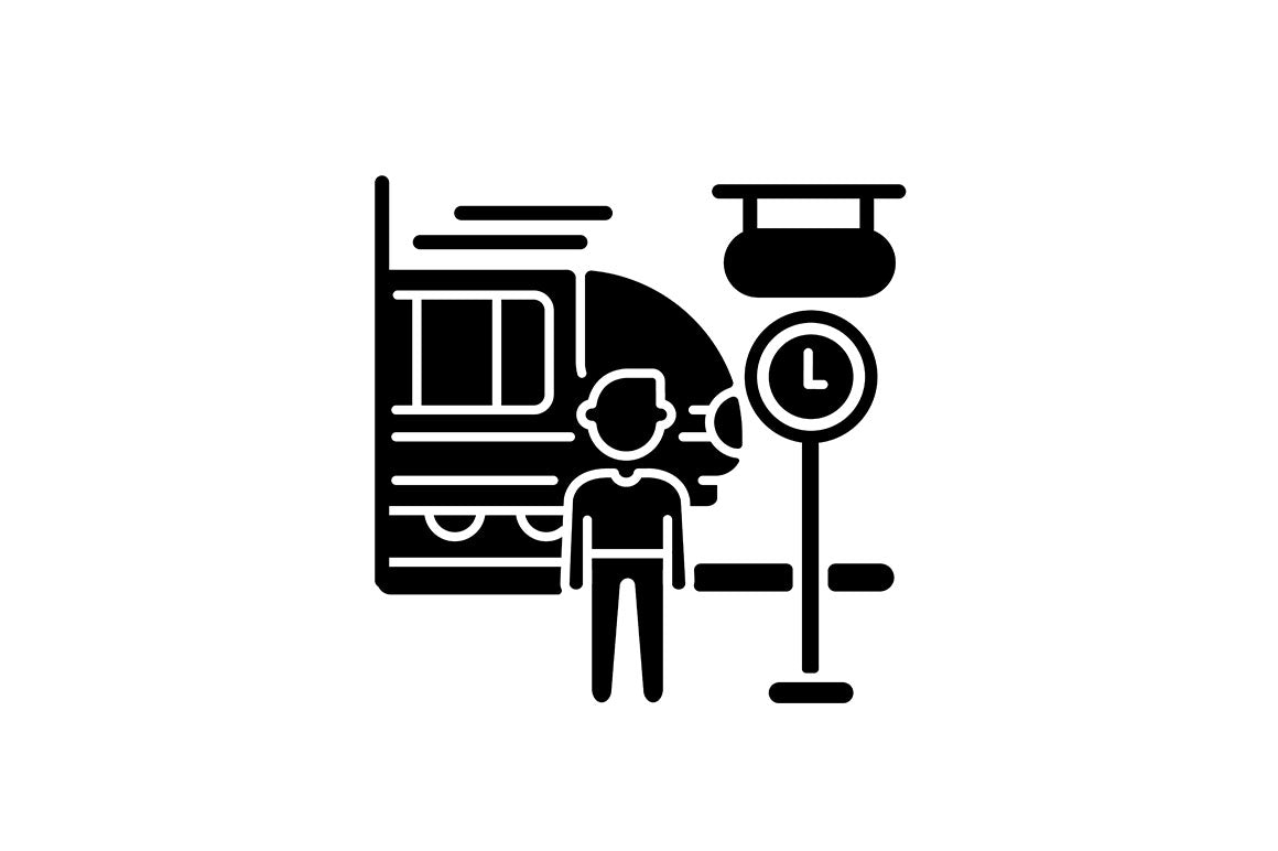 Train services black glyph icons set