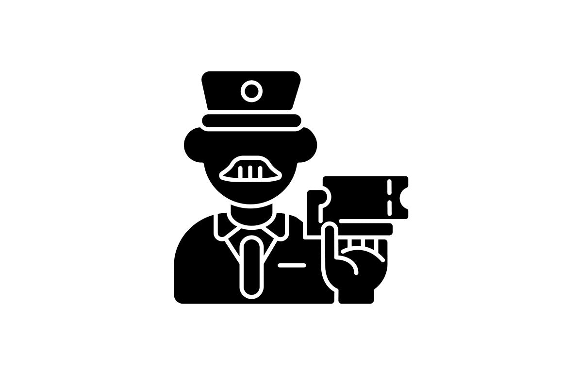 Train services black glyph icons set