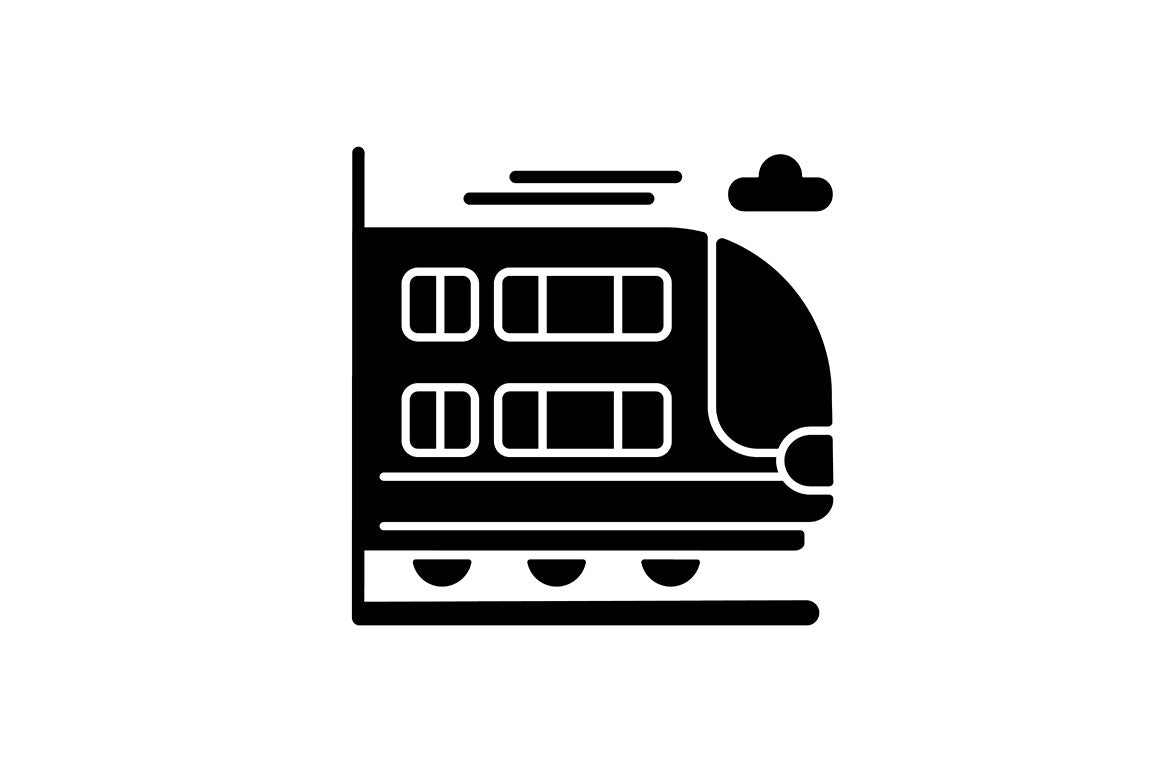 Train services black glyph icons set