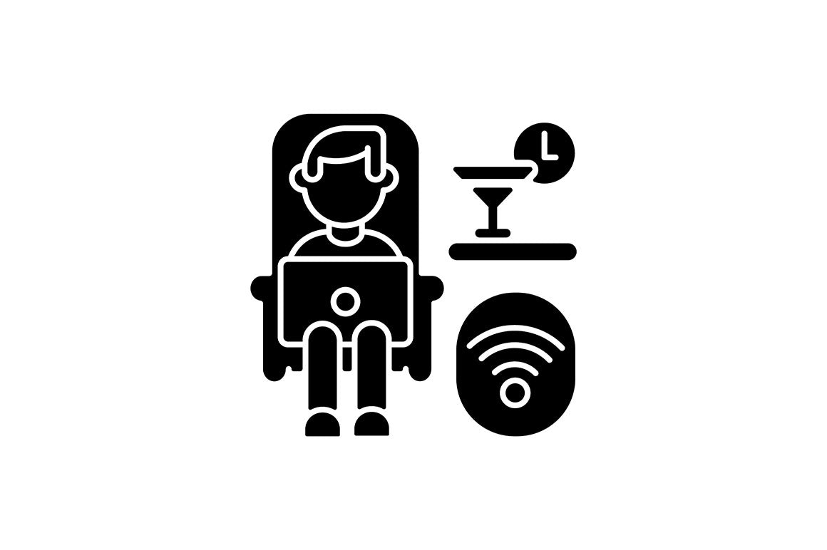 Train services black glyph icons set