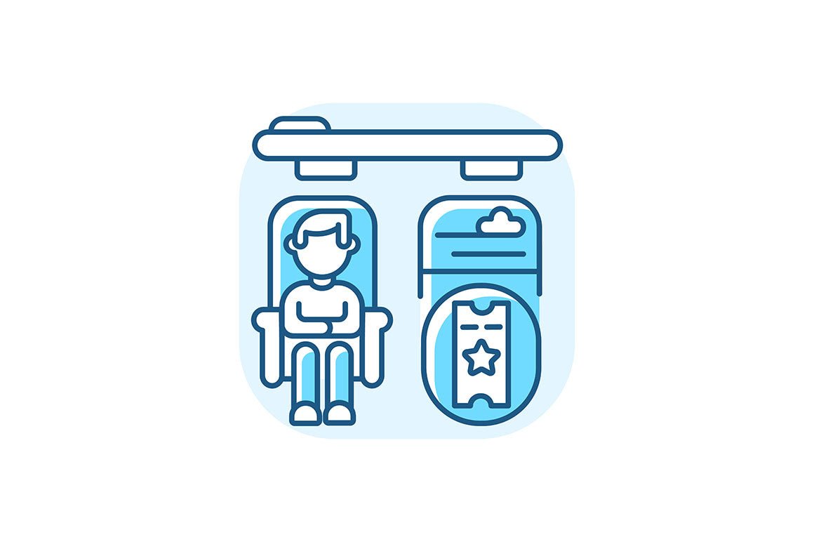Train services blue RGB color icons set