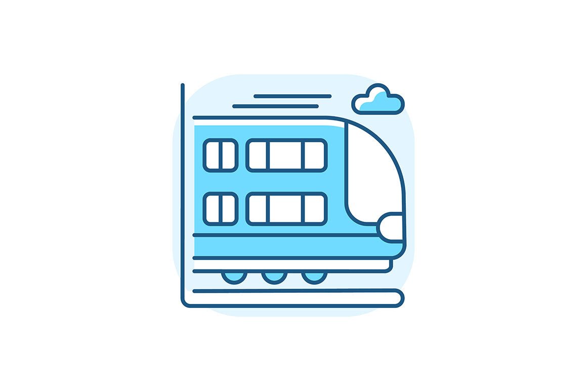 Train services blue RGB color icons set