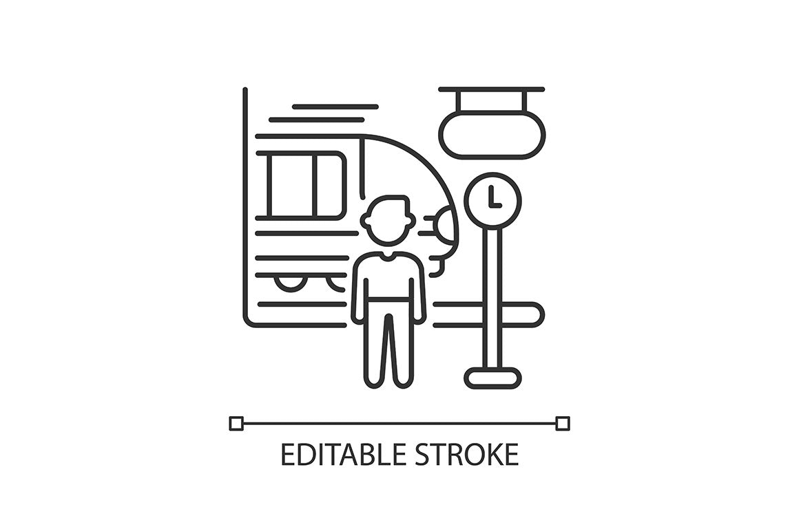 Train services linear icons set