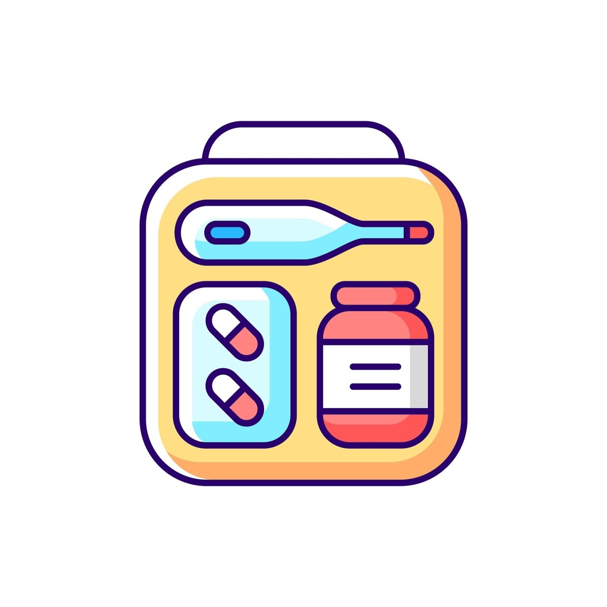 Travel size objects RGB color icons set