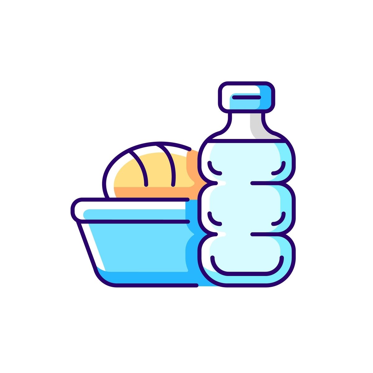 Travel size objects RGB color icons set