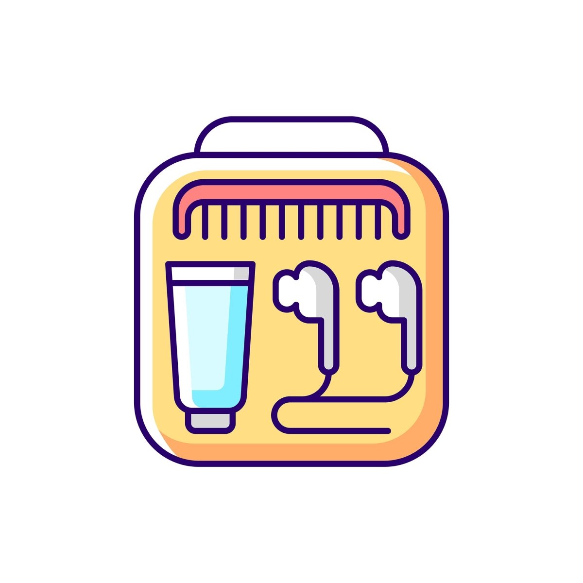 Travel size objects RGB color icons set