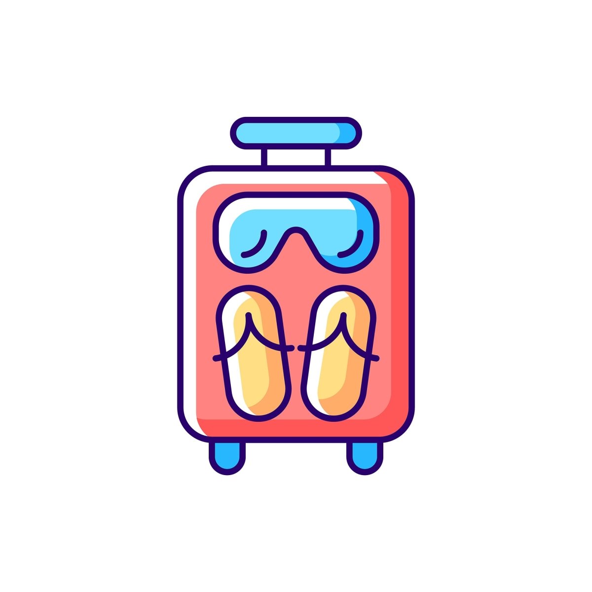 Travel size objects RGB color icons set