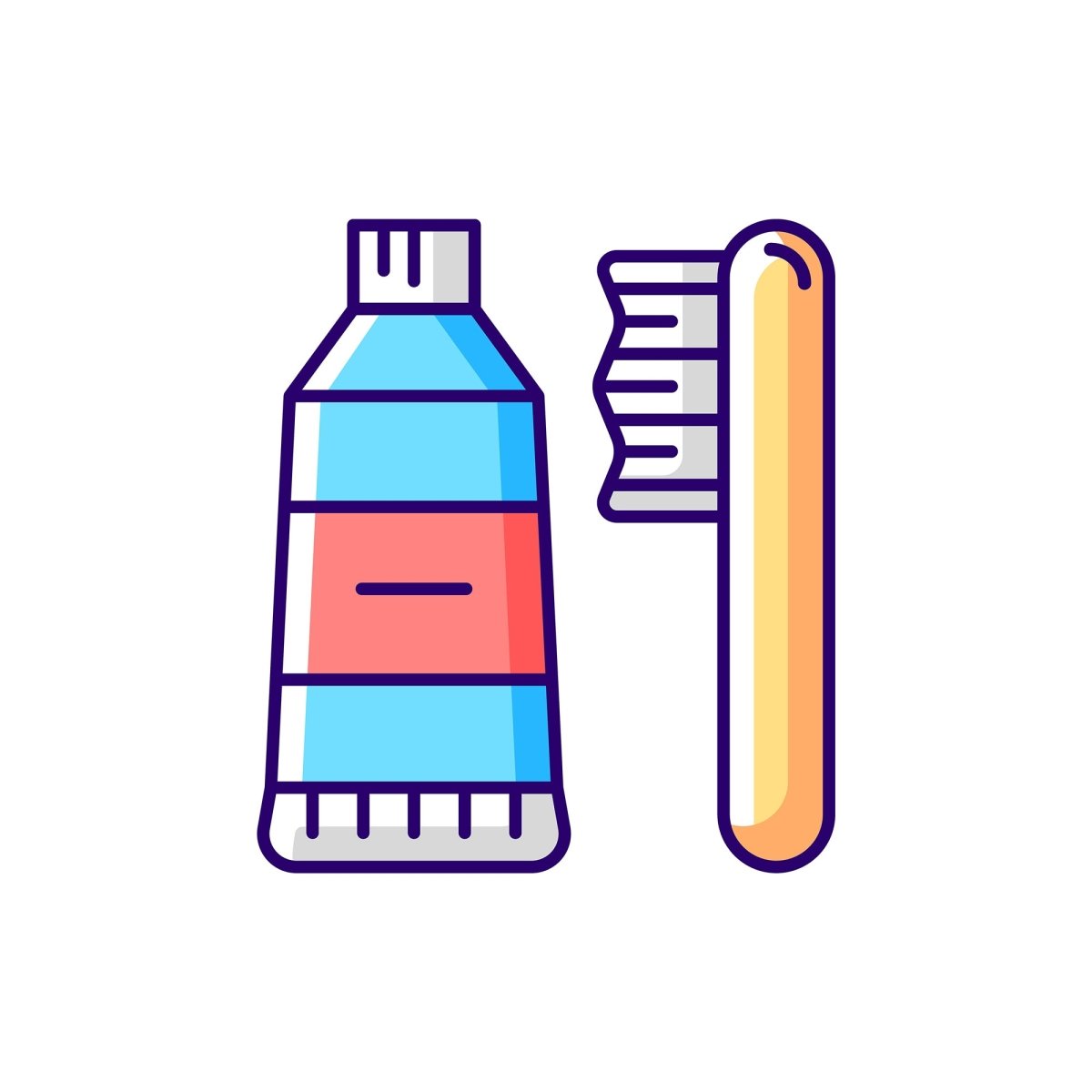 Travel size objects RGB color icons set