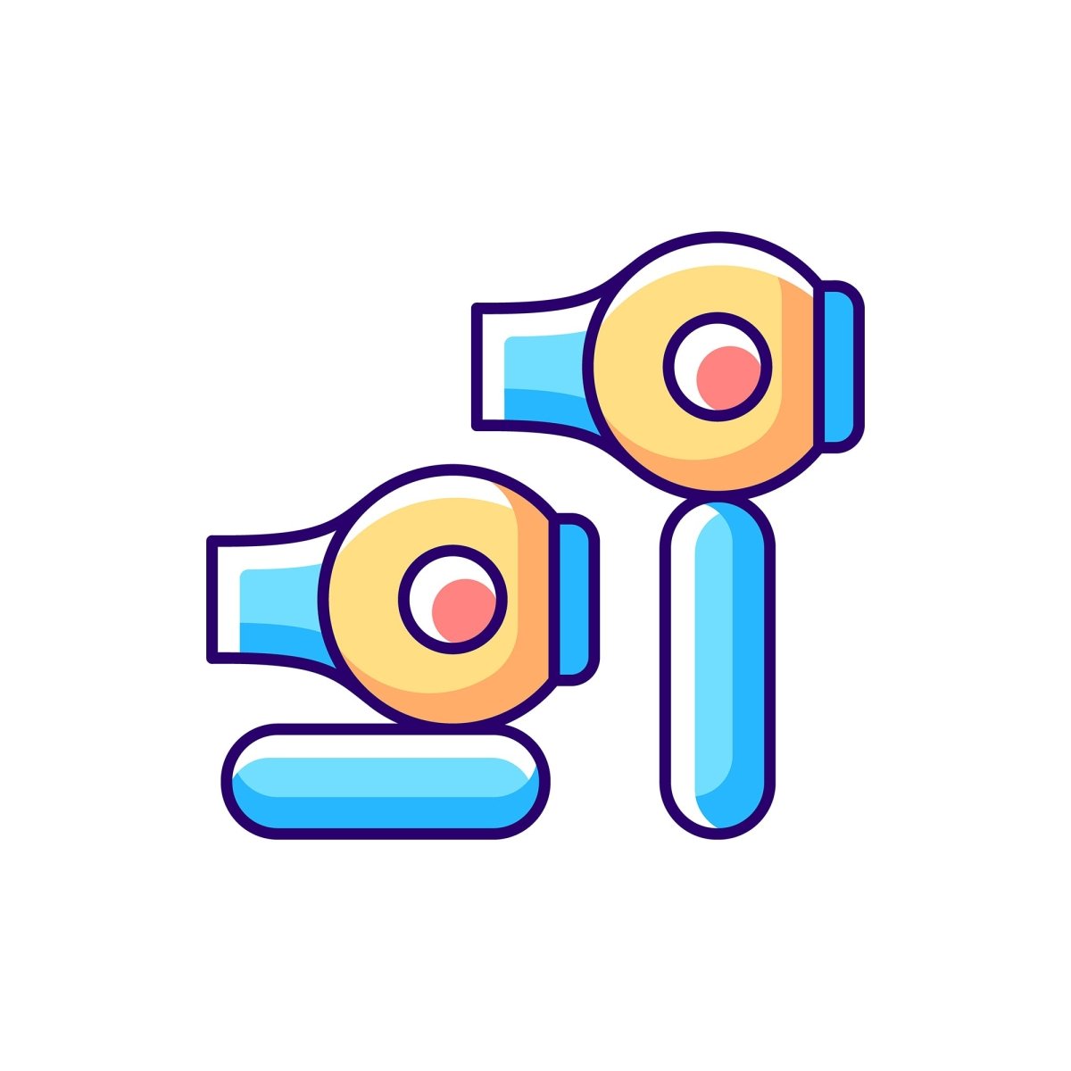Travel size objects RGB color icons set