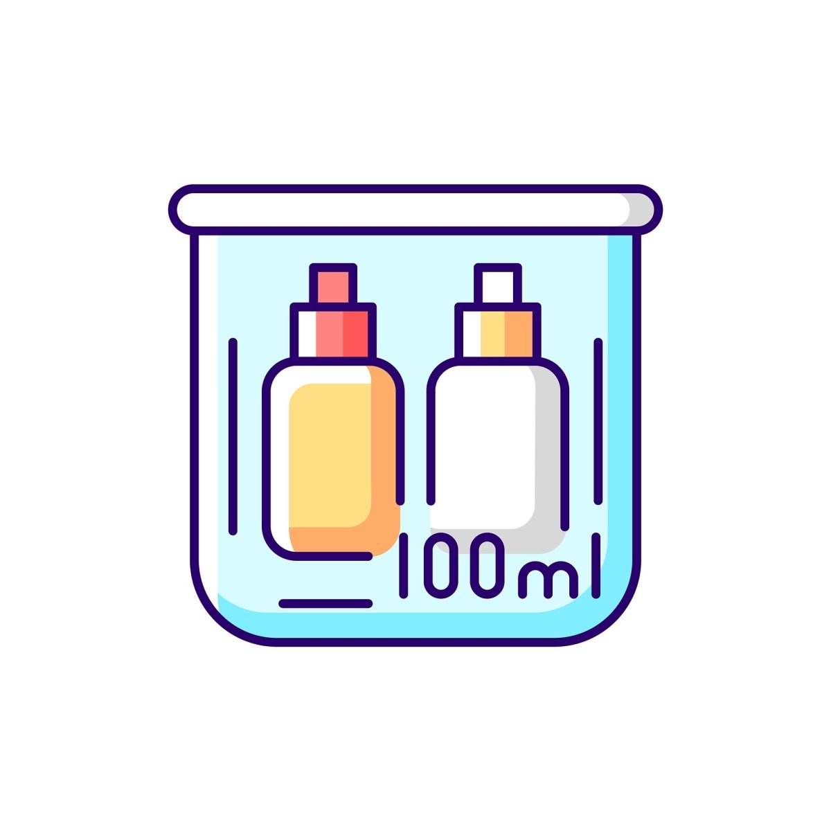 Travel size objects RGB color icons set