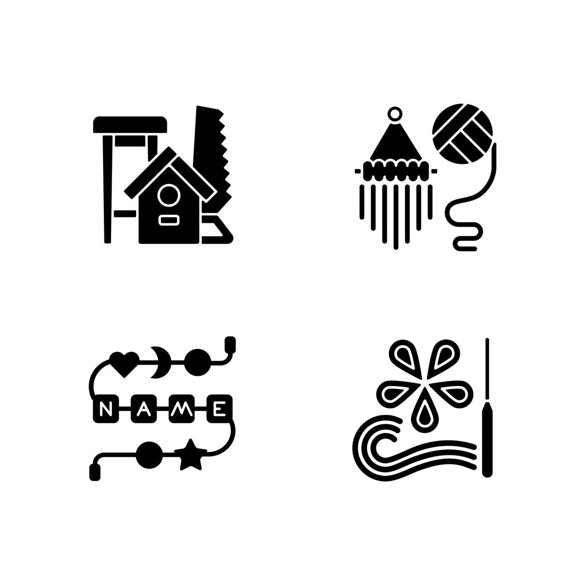 Trending hobbies black glyph icons set on white space