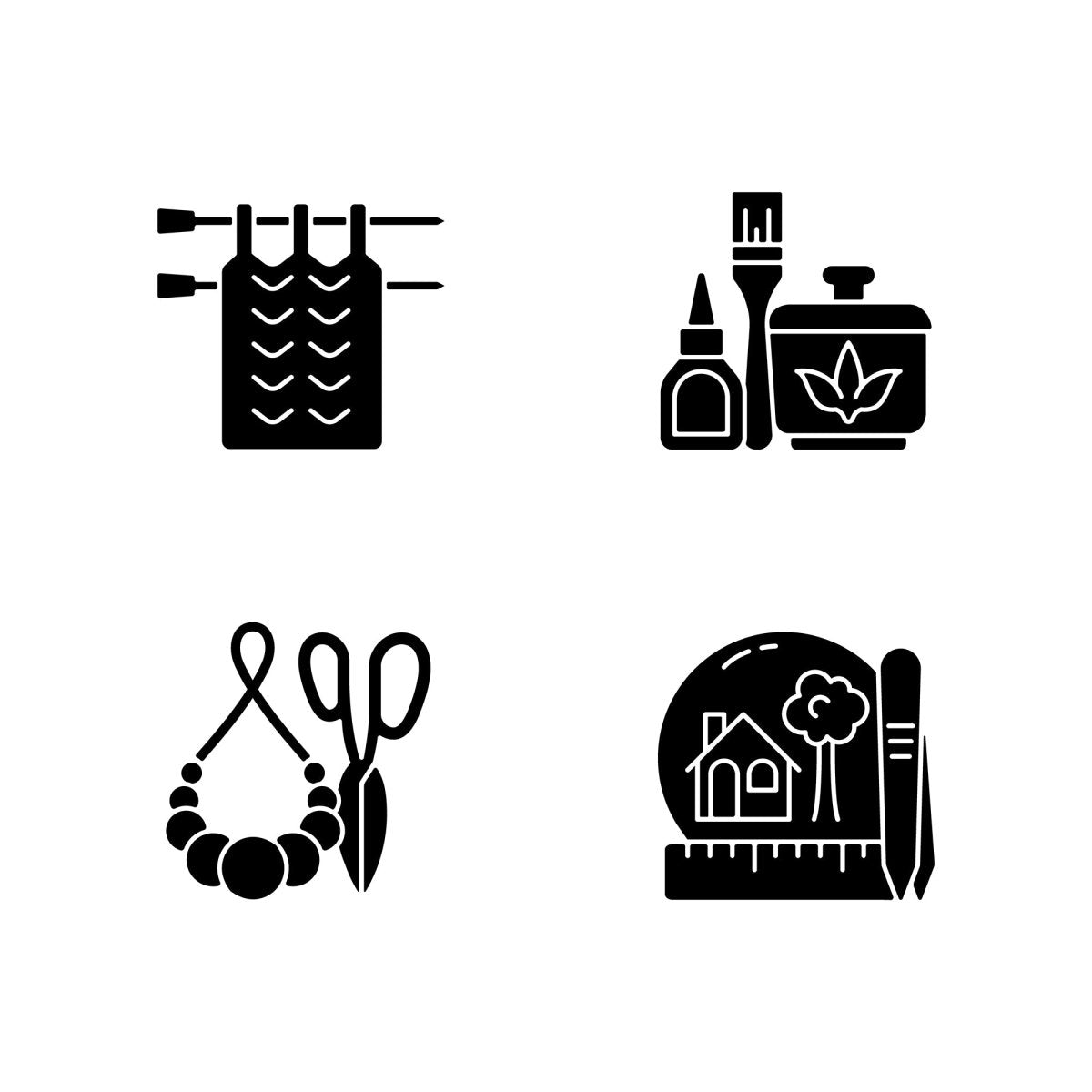 Trending hobbies black glyph icons set on white space