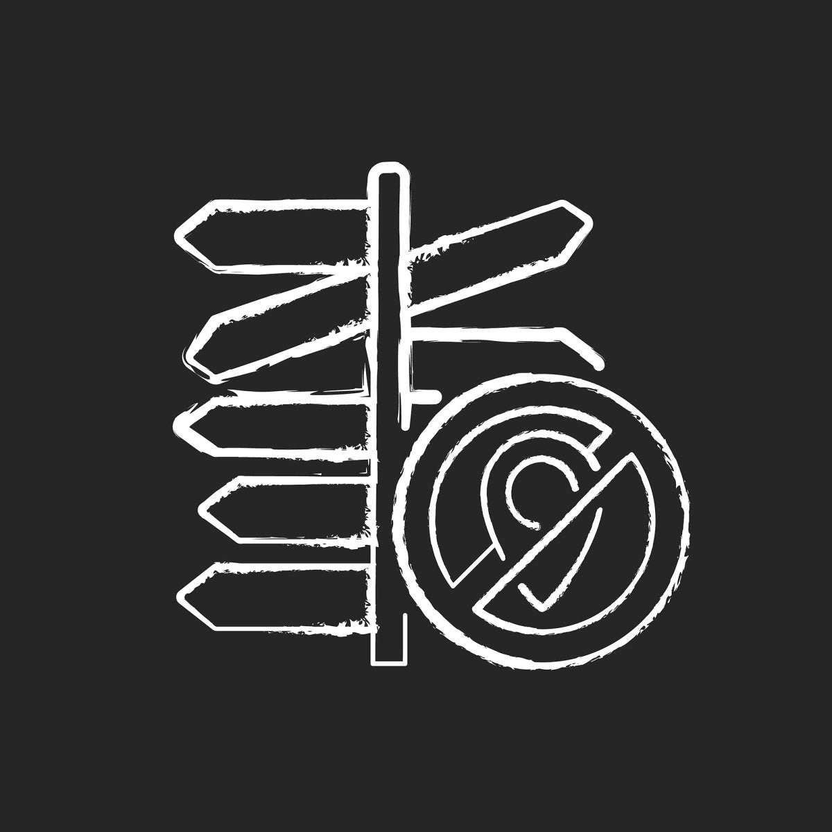 Types of travel chalk white icons set on dark background