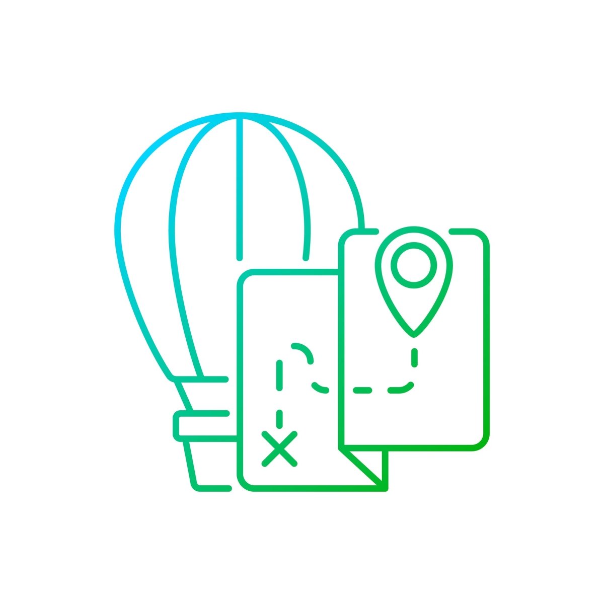 Types of travel gradient linear vector icons set