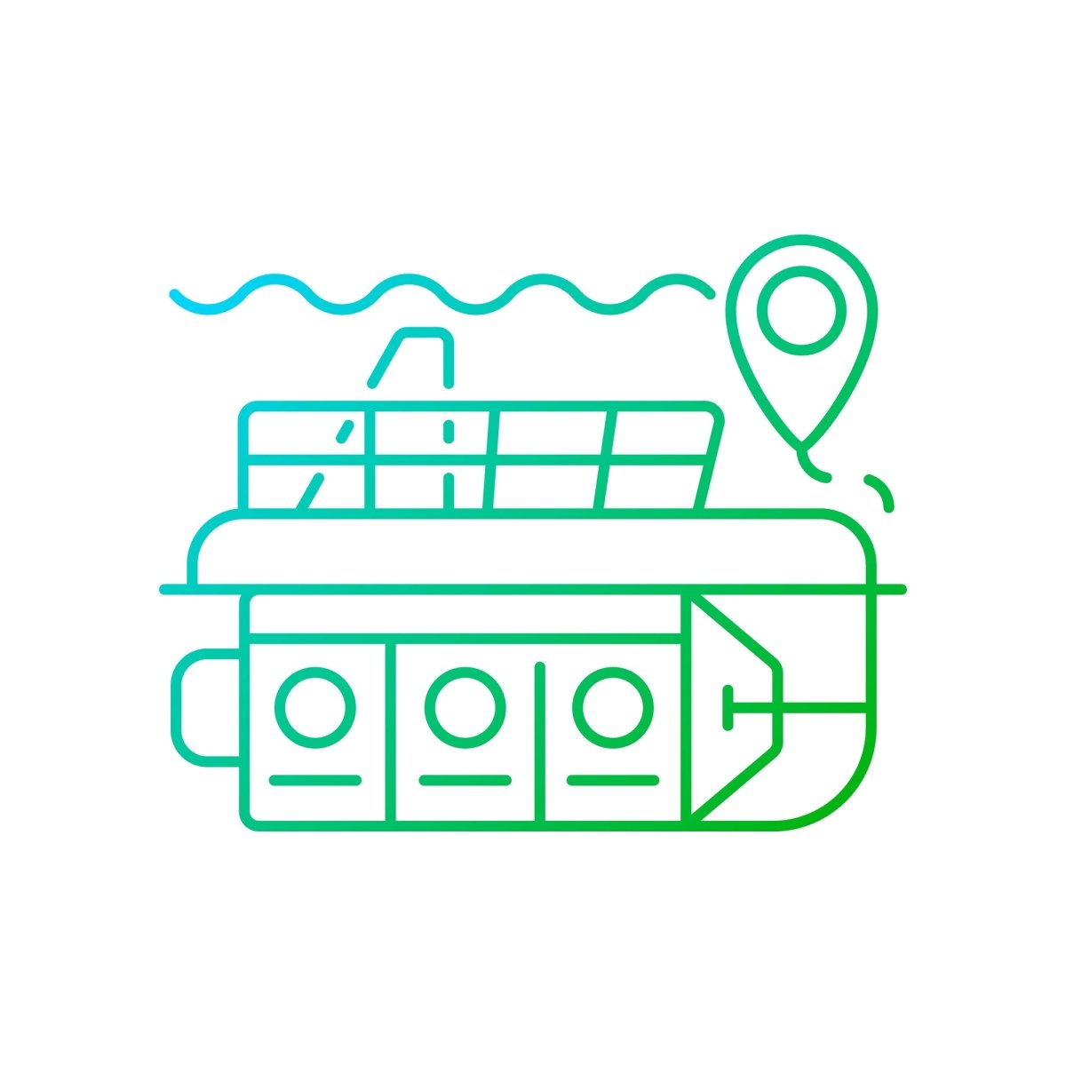 Types of travel gradient linear vector icons set