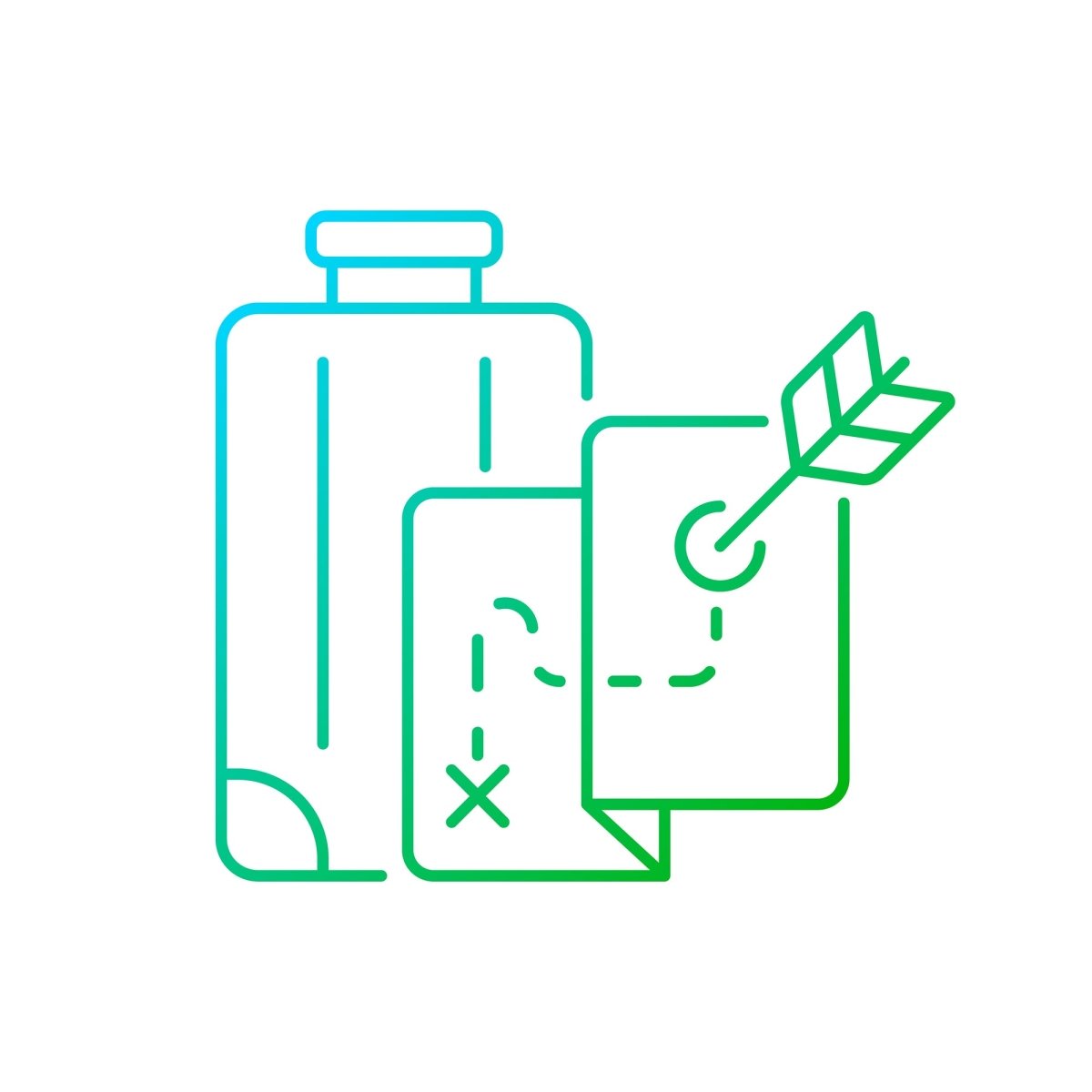 Types of travel gradient linear vector icons set