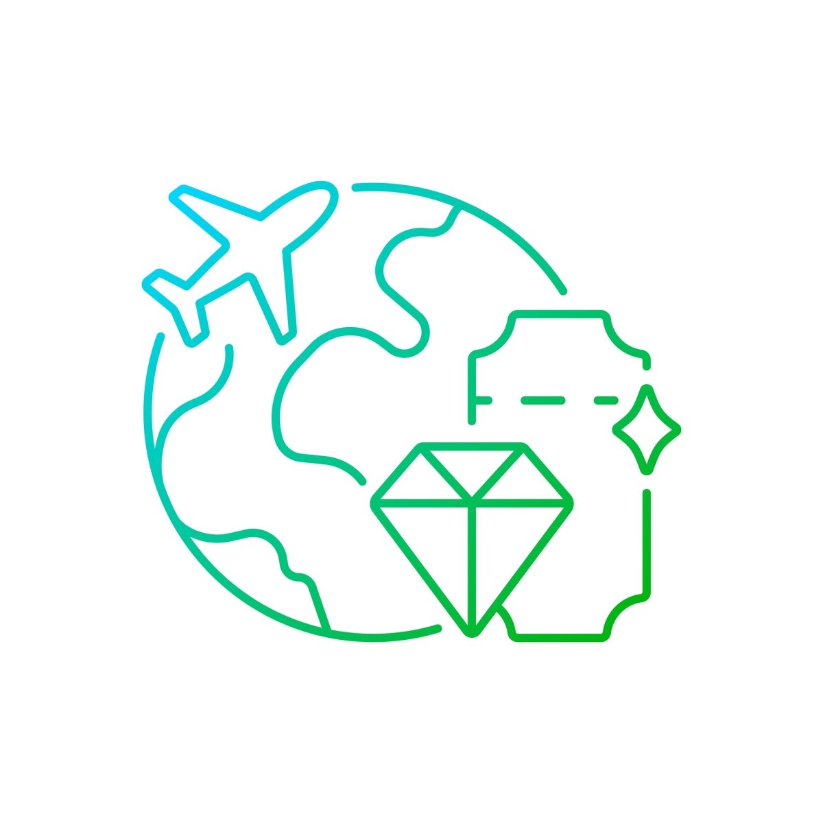 Types of travel gradient linear vector icons set