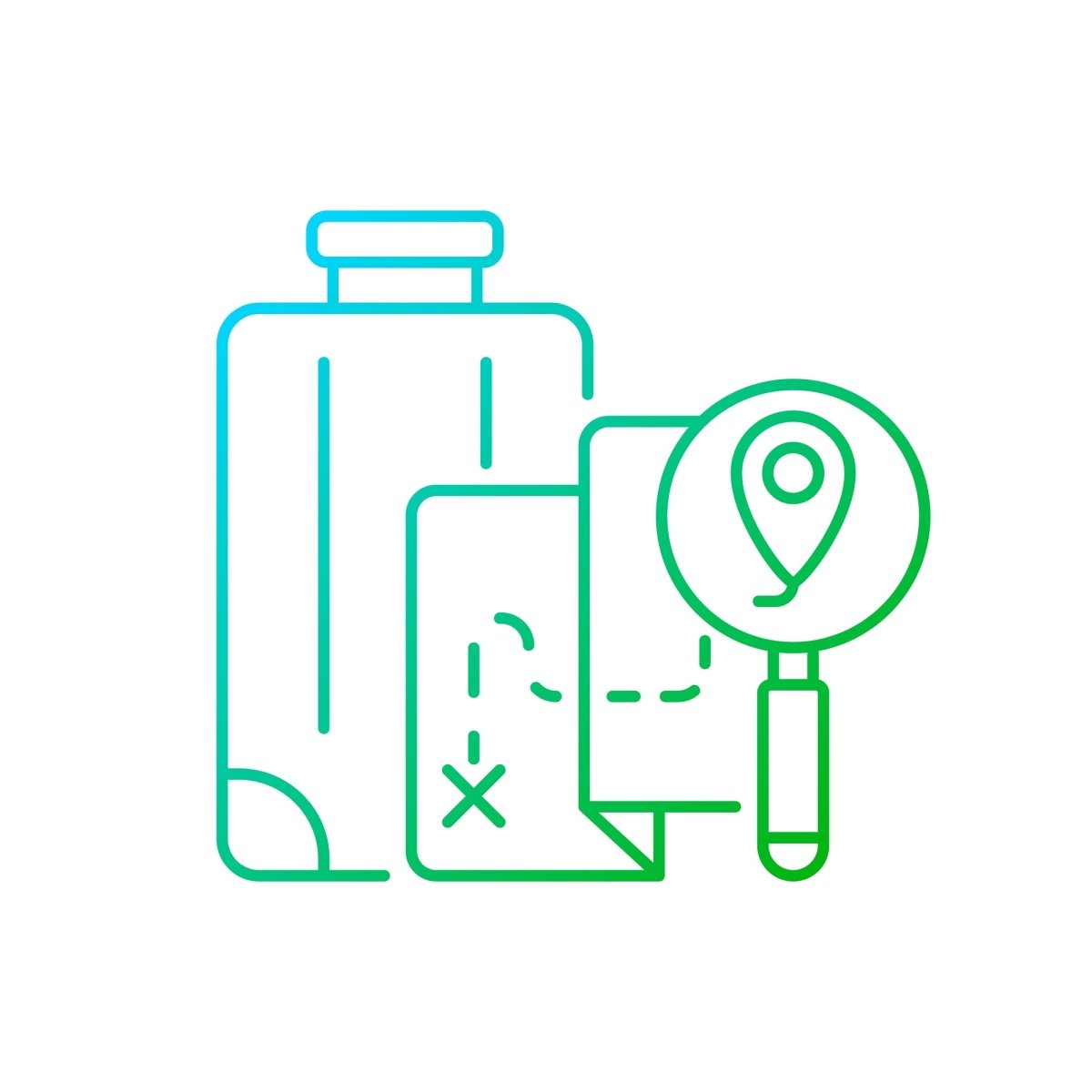 Types of travel gradient linear vector icons set