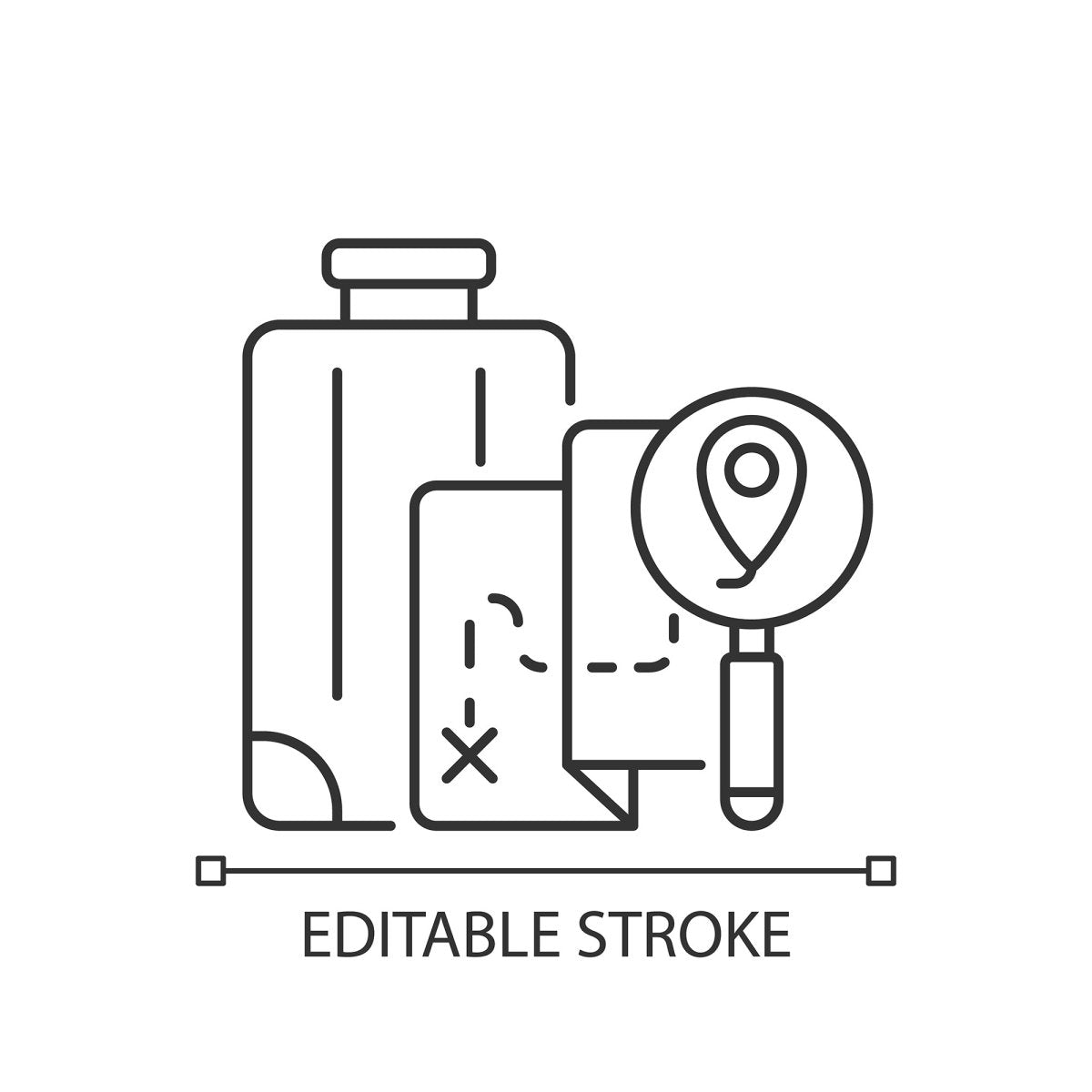 Types of travel linear icons set