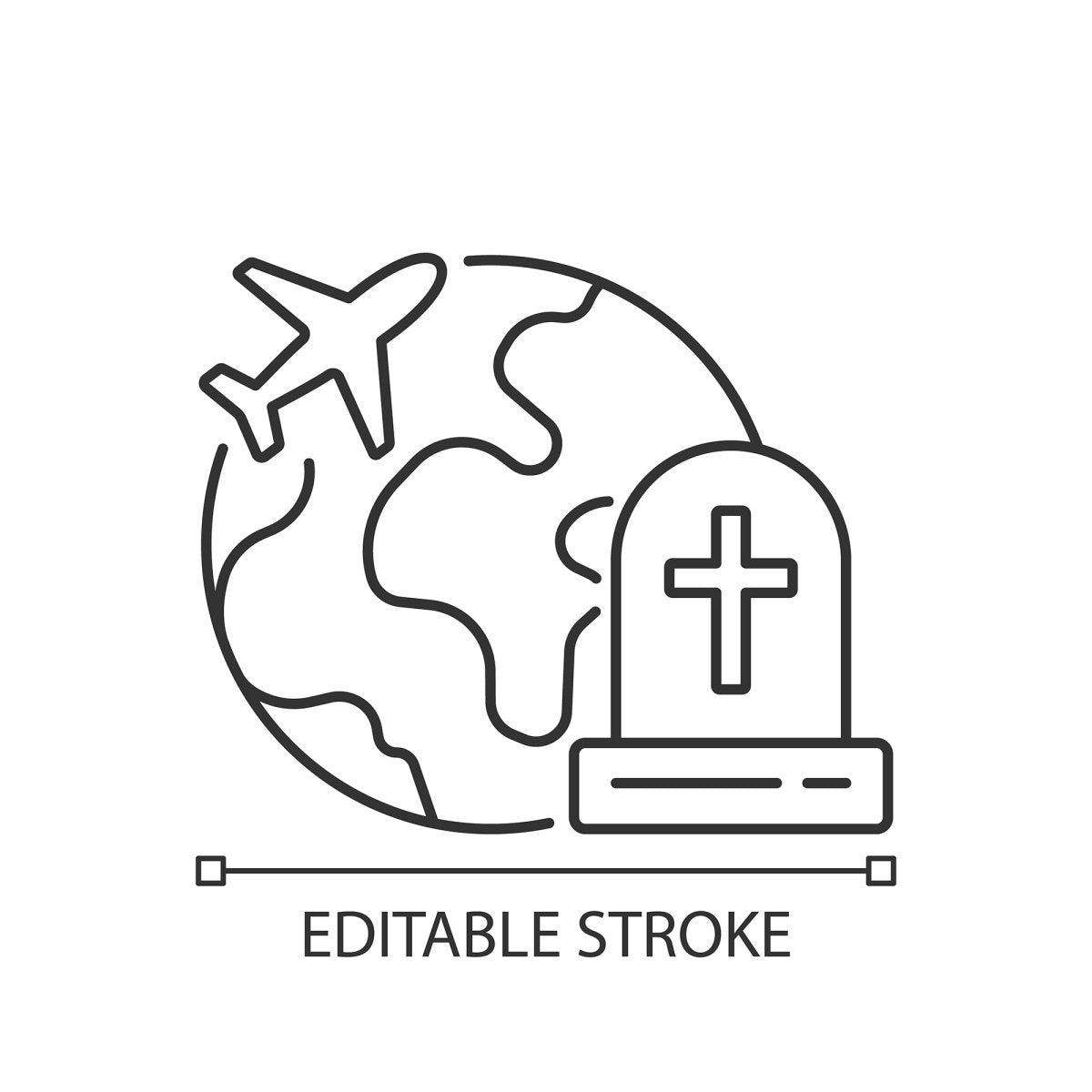 Types of travel linear icons set
