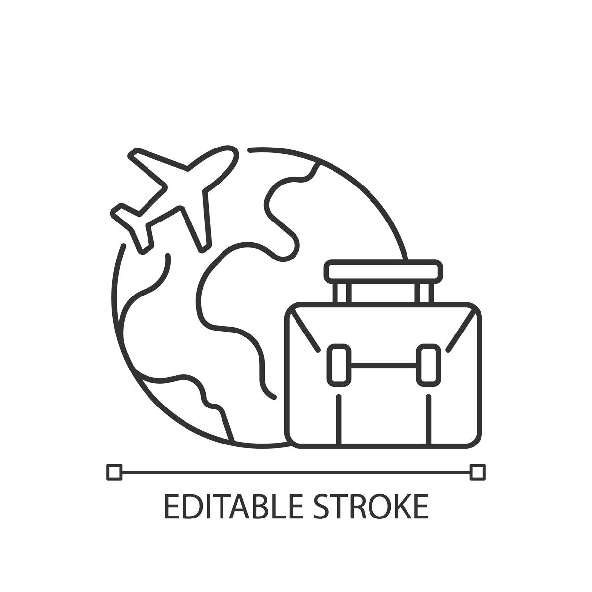 Types of travel linear icons set