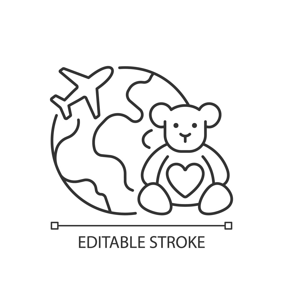 Types of travel linear icons set
