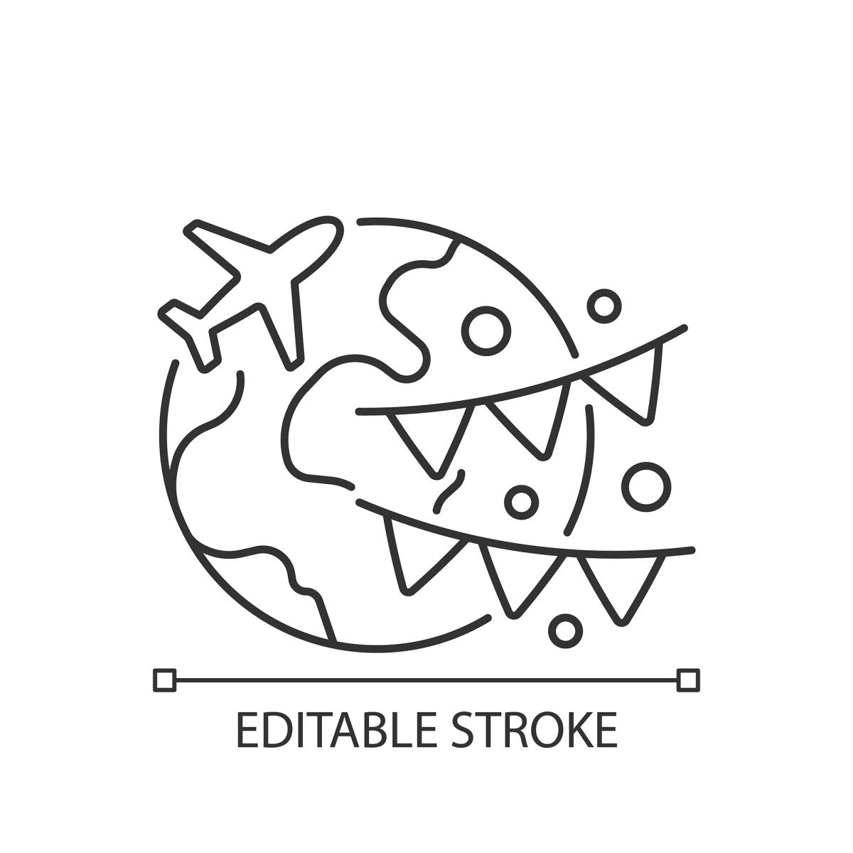 Types of travel linear icons set
