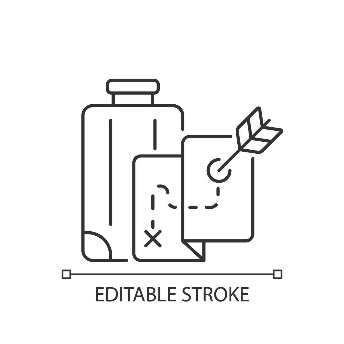 Types of travel linear icons set