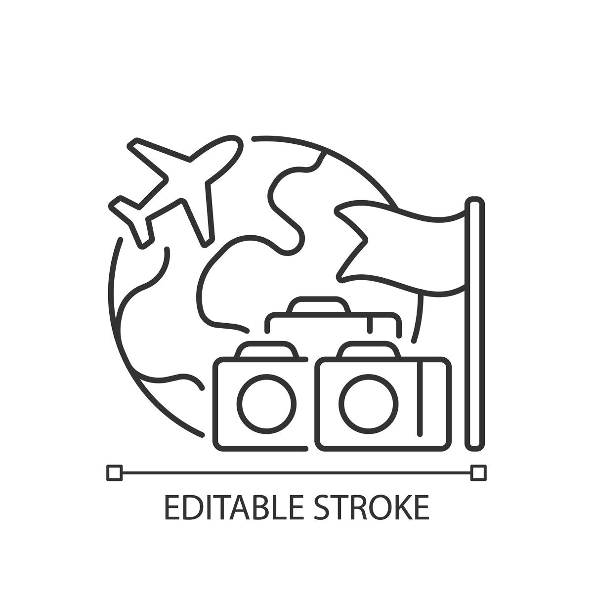 Types of travel linear icons set