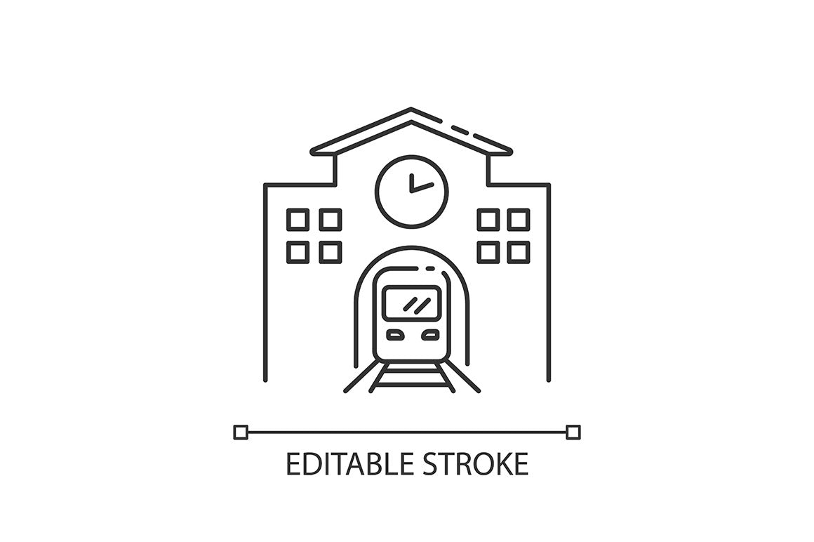 Urban infrastructure pixel perfect linear icons set