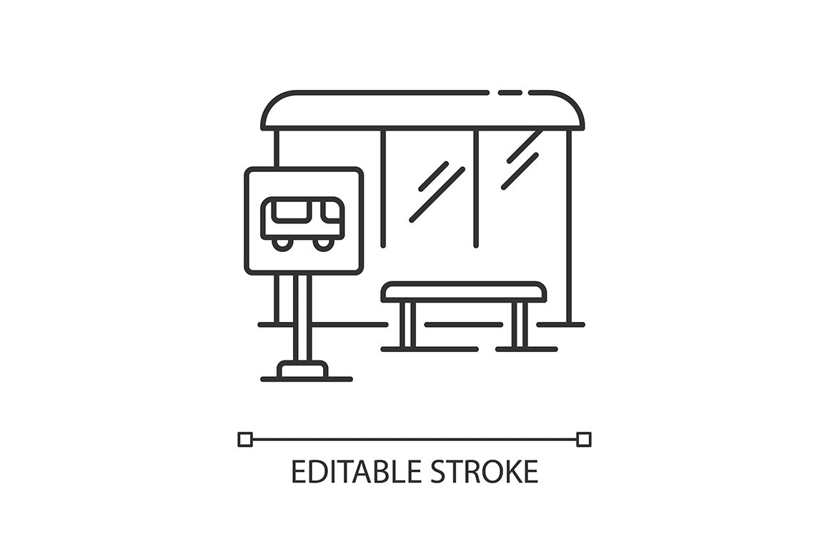 Urban infrastructure pixel perfect linear icons set