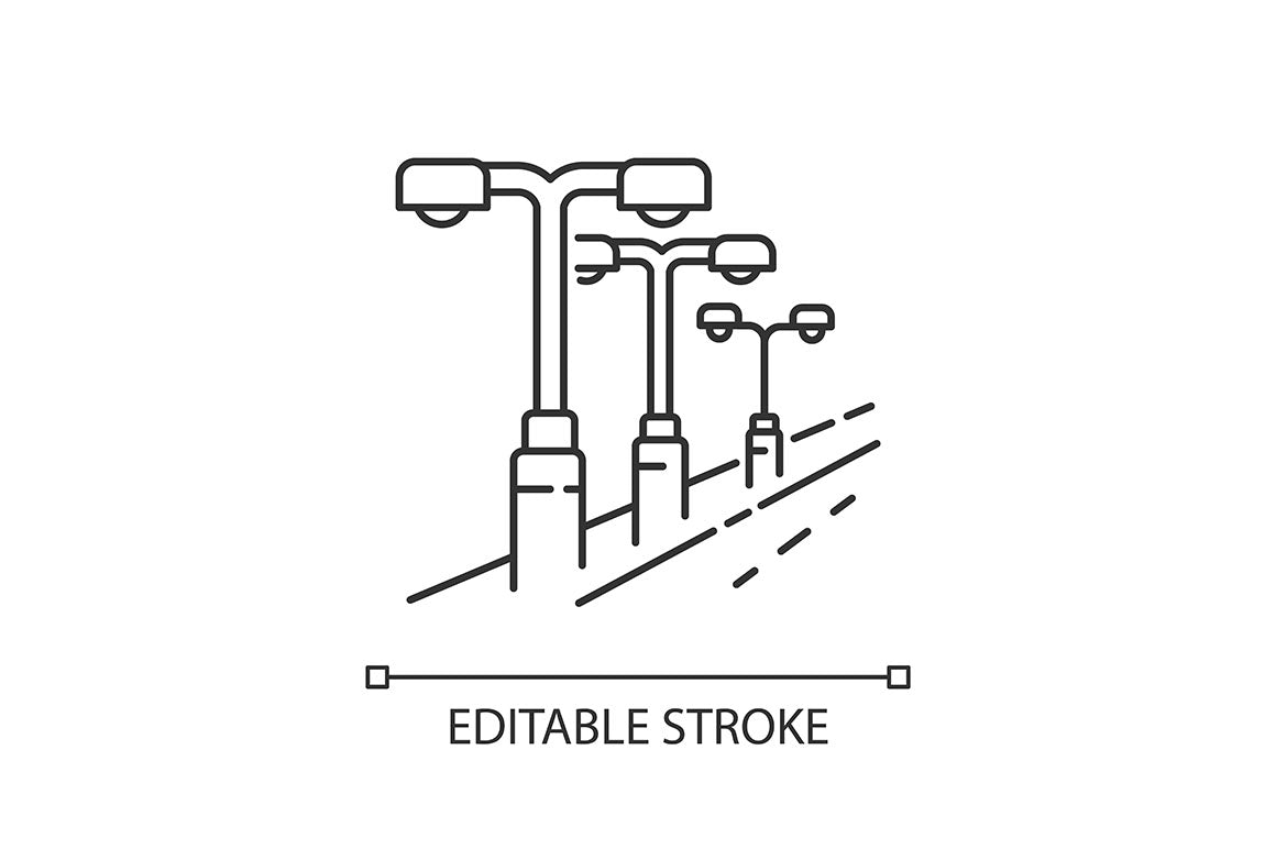 Urban infrastructure pixel perfect linear icons set