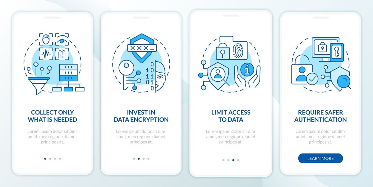 Usage of biometric technology mobile app screen set