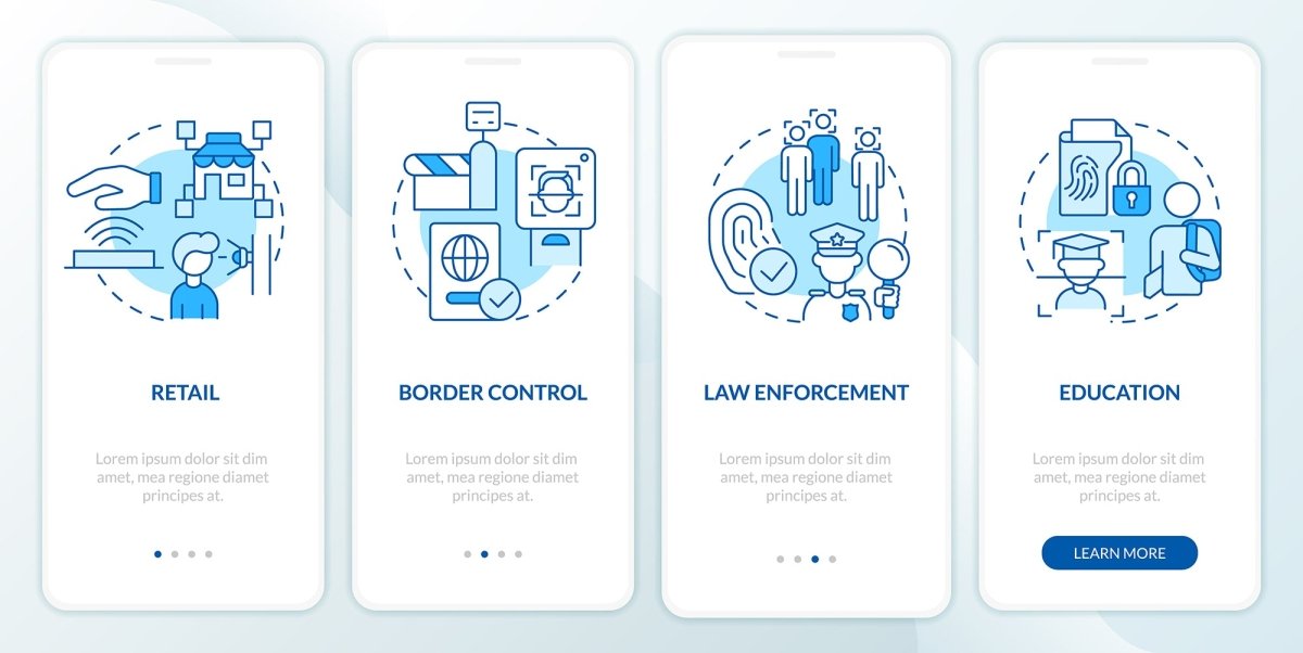 Usage of biometric technology mobile app screen set