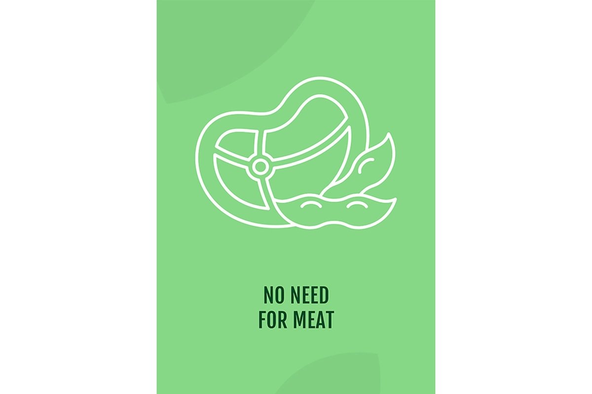 Veganism movement postcards with linear glyph icon set
