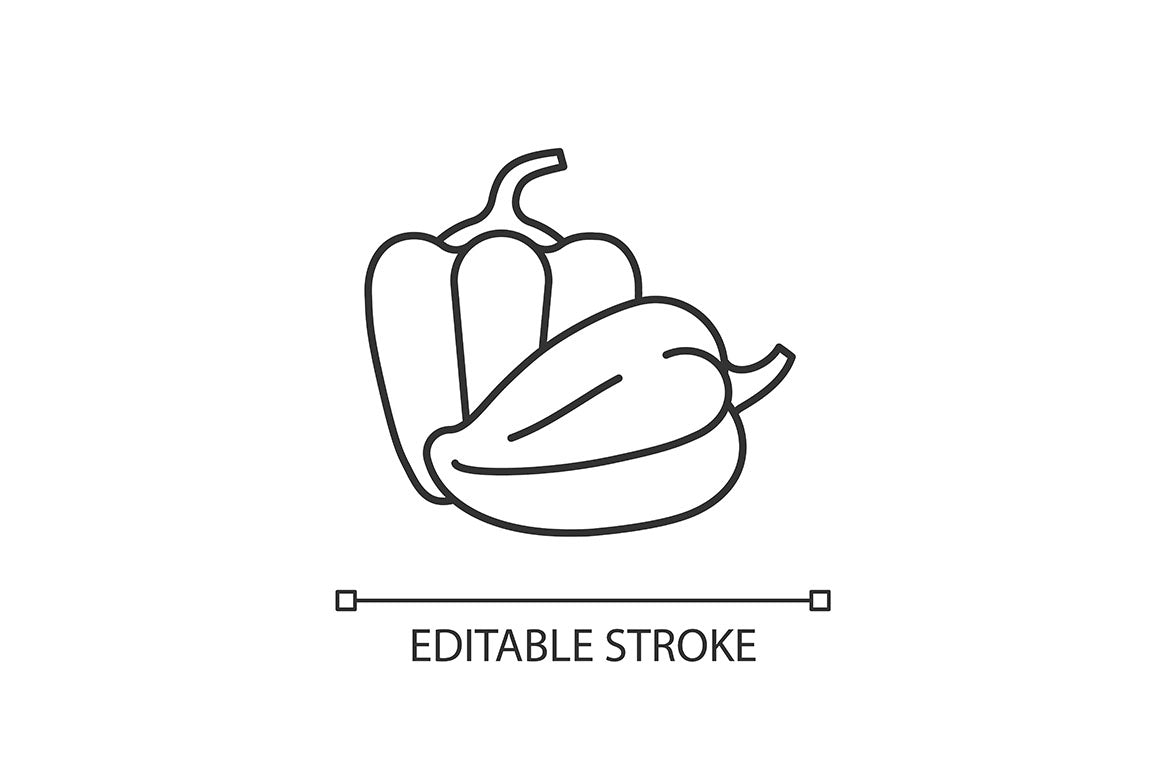 Vegetable pixel perfect linear icons set
