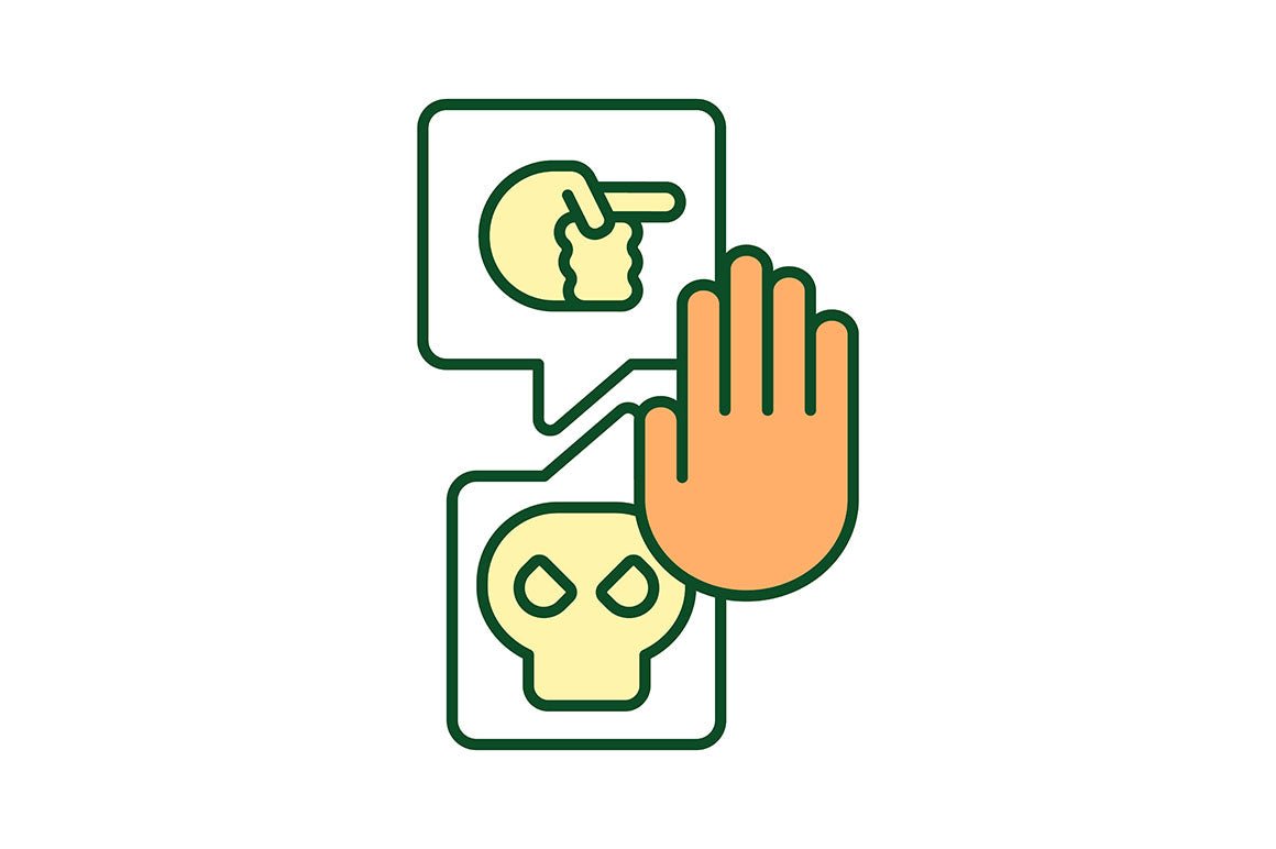 Verbal aggressiveness RGB color icons set