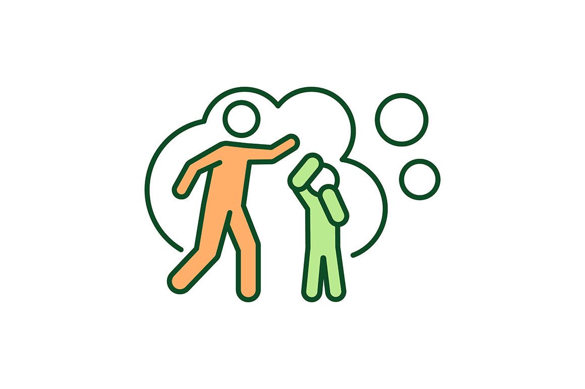 Verbal aggressiveness RGB color icons set