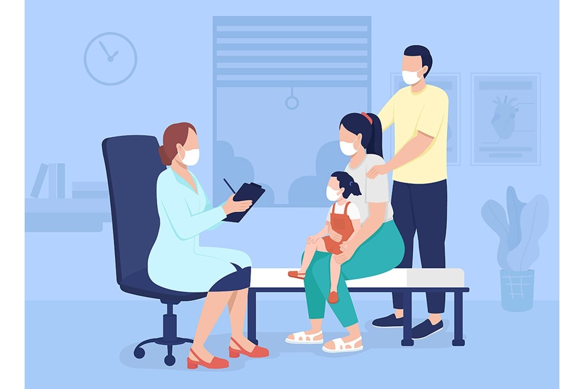 Visit doctor flat color vector illustrations