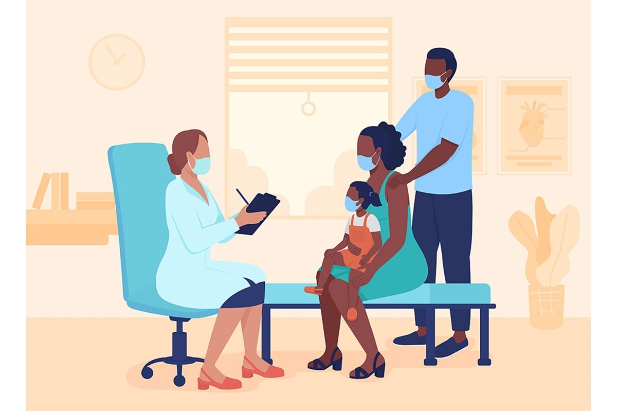Visit doctor flat color vector illustrations