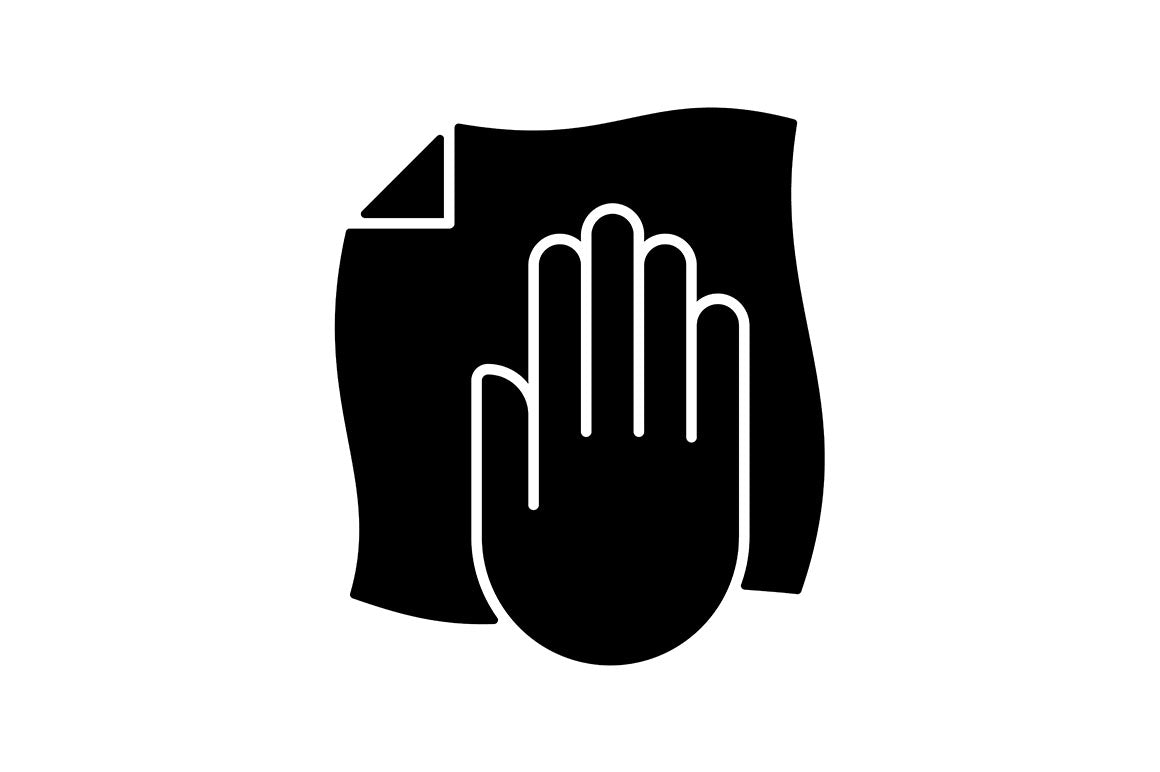 Vr headset black glyph manual label icons set on white space