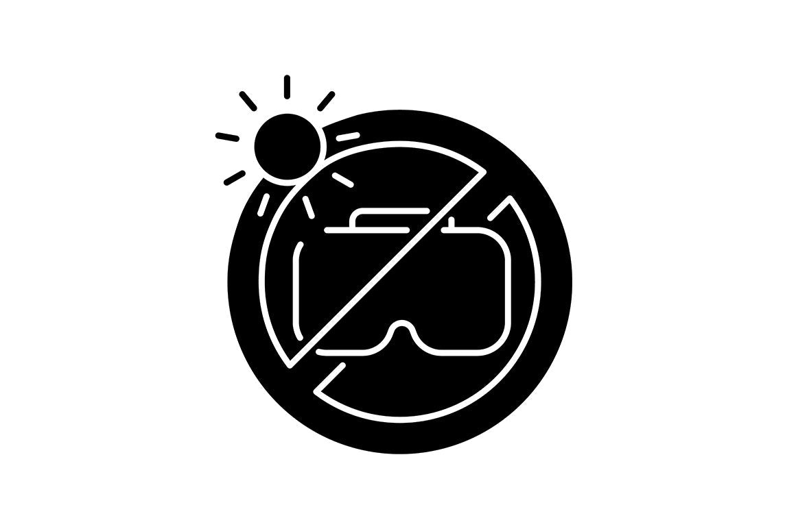Vr headset black glyph manual label icons set on white space