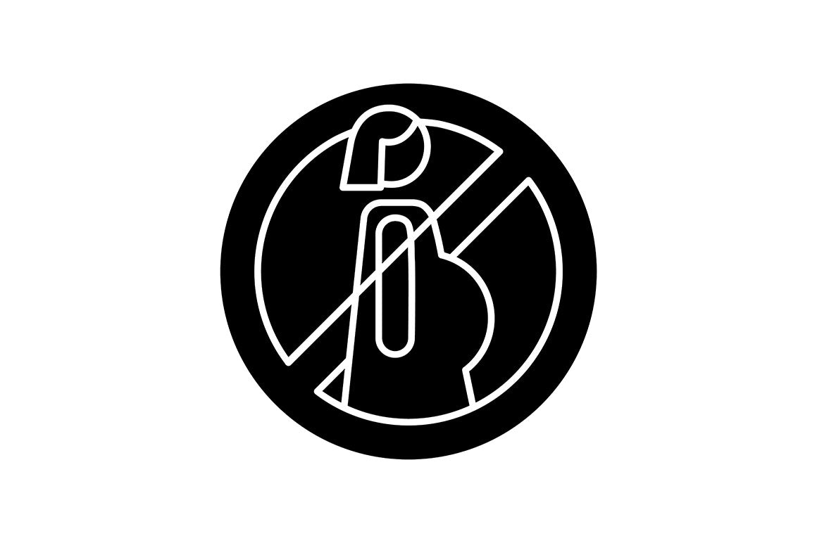 Vr headset black glyph manual label icons set on white space