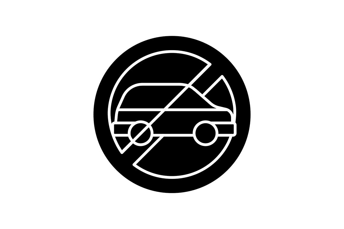 Vr headset black glyph manual label icons set on white space